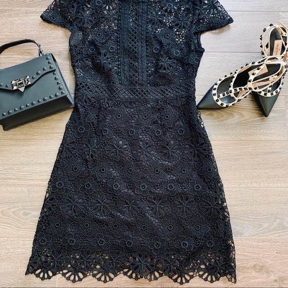 (Sz S) Zara Basic Black Lace Dress - Picture 5 of 6